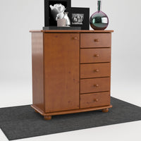 Anika Kommode Sideboard | Anrichte | 5-Schubladen | 1-Türig | 100% Bio Kiefer Massivholz