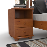 Claudia Kiefer Massivholz Nachttisch Nachtschrank | 2-Schubladen und 1 Regal | 100% Bio Kiefer