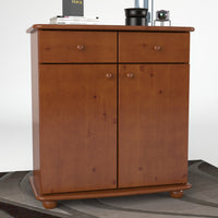 Anika Kommode Sideboard | Anrichte | 2-Schubladen 2-Türig 2-Regalfächer | 100% Bio Kiefer Massivholz