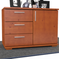 Nobis Kommode Sideboard 1-Türig 3 Schubladen 100% Bio Kiefer Massivholz
