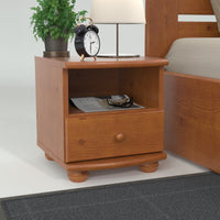 Claudia Kiefer Massivholz Nachttisch Nachtschrank | 1-Schublade und 1 Regal | 100% Bio Kiefer
