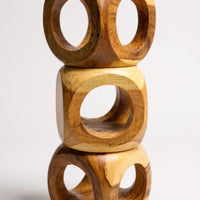 Holz Hocker – Pflanzenhocker Beistelltisch – Modern mit rundem Ausschnitt – Würfelform aus Massivholz – 40x40x40 cm