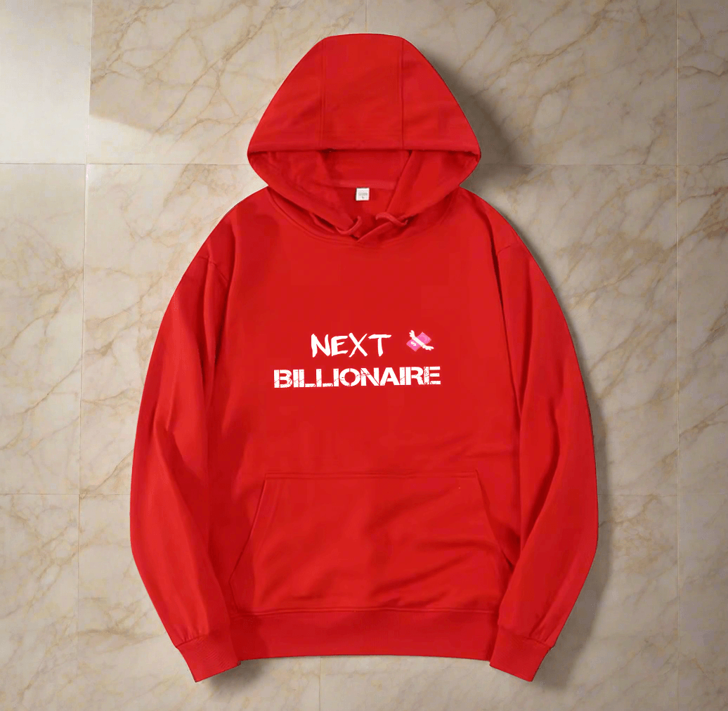 Motivational Line,NEXT BILLIONAIRE,New fashionable round neck hoodie