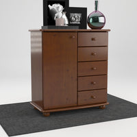 Anika Kommode Sideboard | Anrichte | 5-Schubladen | 1-Türig | 100% Bio Kiefer Massivholz