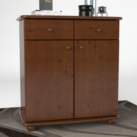 Anika Kommode Sideboard | Anrichte | 2-Schubladen 2-Türig 2-Regalfächer | 100% Bio Kiefer Massivholz