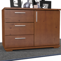 Nobis Kommode Sideboard 1-Türig 3 Schubladen 100% Bio Kiefer Massivholz