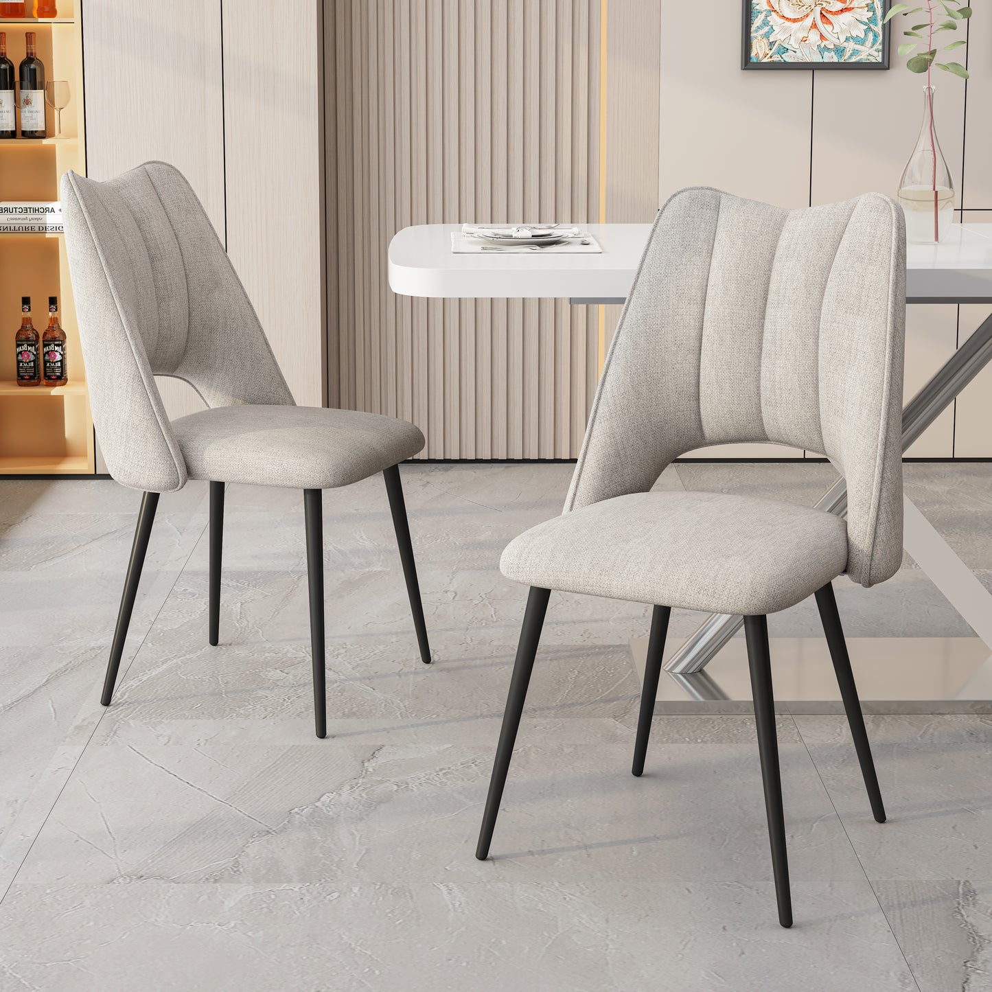 Esszimmerstühle 4er-Set Beige – Modern mit Metallbeinen