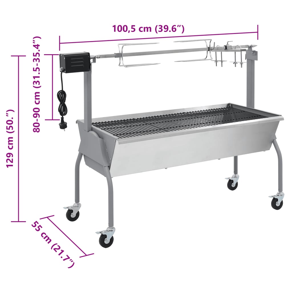 Spanferkelgrill / lammkeue Grosse Fleischstücke mit Elektromotor - Metzgergrill mit elektrischem Antrieb