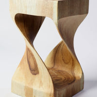 Holzhocker - Beistelltisch Blumenhocker Ablagetisch - Unikat Handgefertigt  - Gedreht aus massivem Samanholz - 50x28x28 cm