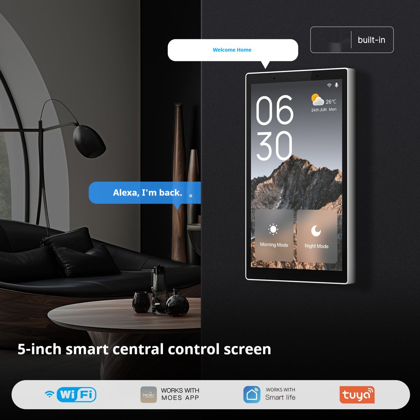 Smart Home Touch-Bedienpanel | 5-Zoll WiFi Zentraleinheit | Tuya-Steuerung