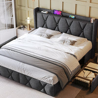 Polsterbett 160x200 mit USB, 4 Schubladen &amp; Matratze – Ihr Komplettpaket für modernen Schlafkomfort