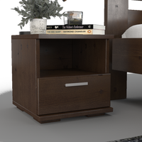 Nobis Kiefer Massivholz Nachttisch Nachtschrank | 1-Schublade und 1 Regal | 100% Bio Kiefer