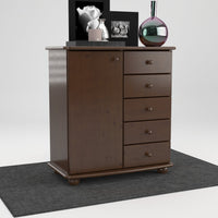 Anika Kommode Sideboard | Anrichte | 5-Schubladen | 1-Türig | 100% Bio Kiefer Massivholz
