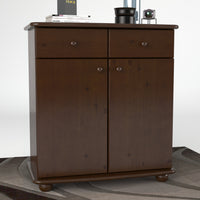 Anika Kommode Sideboard | Anrichte | 2-Schubladen 2-Türig 2-Regalfächer | 100% Bio Kiefer Massivholz