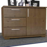 Nobis Kommode Sideboard 1-Türig 3 Schubladen 100% Bio Kiefer Massivholz