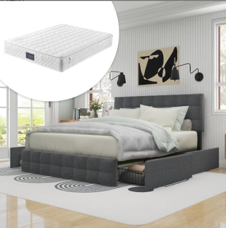 Polsterbett aus Leinen 160x200 – Eleganz trifft auf praktischen Stauraum