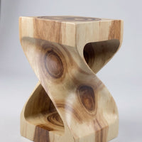 Holzhocker - Beistelltisch Blumenhocker Ablagetisch - Unikat Handgefertigt  - Gedreht aus massivem Samanholz - 50x28x28 cm