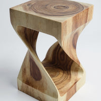Holzhocker - Beistelltisch Blumenhocker Ablagetisch - Unikat Handgefertigt  - Gedreht aus massivem Samanholz - 50x28x28 cm