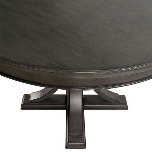 44  Round Dining Table, Solid Wood Finish Classic Design For Dining Room, Grey