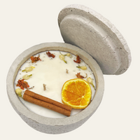 Zwei Docht Betonkerze „Grey Orange“ – Sojawachskerze – Betongrau