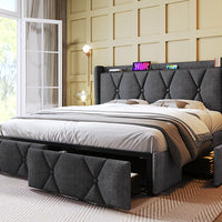 Polsterbett 160x200 mit USB, 4 Schubladen &amp; Matratze – Ihr Komplettpaket für modernen Schlafkomfort