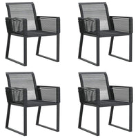 Garden Chairs, Set of 4, Black Poly Rattan