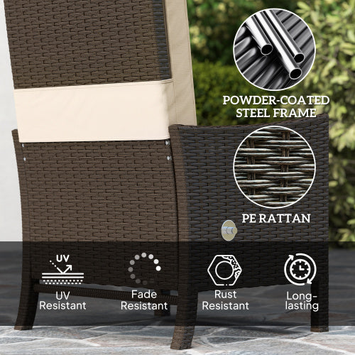 Rattan-Gartenmöbel-Set 5-teilig – Lounge-Set mit Tisch, Khaki