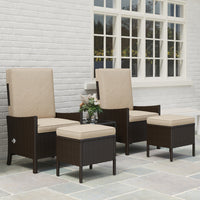 Rattan-Gartenmöbel-Set 5-teilig – Lounge-Set mit Tisch, Khaki