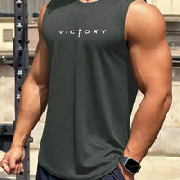 Men summer sleeveless vest – breathable letter print tank top