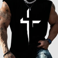 Men summer sleeveless vest – breathable letter print tank top
