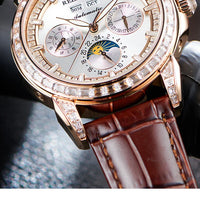 Automatic moonphase  watch by reef tiger diamonds bezel blue dial