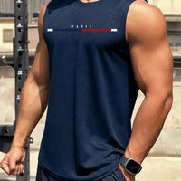 Men summer sleeveless vest – breathable letter print tank top
