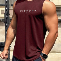 Men summer sleeveless vest – breathable letter print tank top