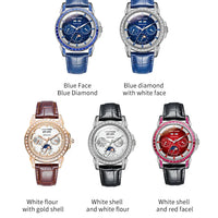 Automatic moonphase  watch by reef tiger diamonds bezel blue dial