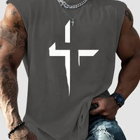 Men summer sleeveless vest – breathable letter print tank top