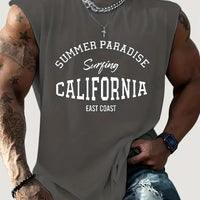 Men summer sleeveless vest – breathable letter print tank top