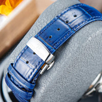 Automatic moonphase  watch by reef tiger diamonds bezel blue dial