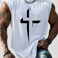 Men summer sleeveless vest – breathable letter print tank top