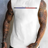 Men summer sleeveless vest – breathable letter print tank top