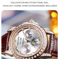 Automatic moonphase  watch by reef tiger diamonds bezel blue dial