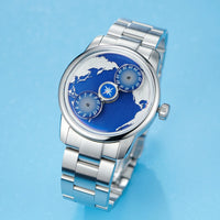 Earth automatic watch unique earth design stainless steel waterproof luminous dial