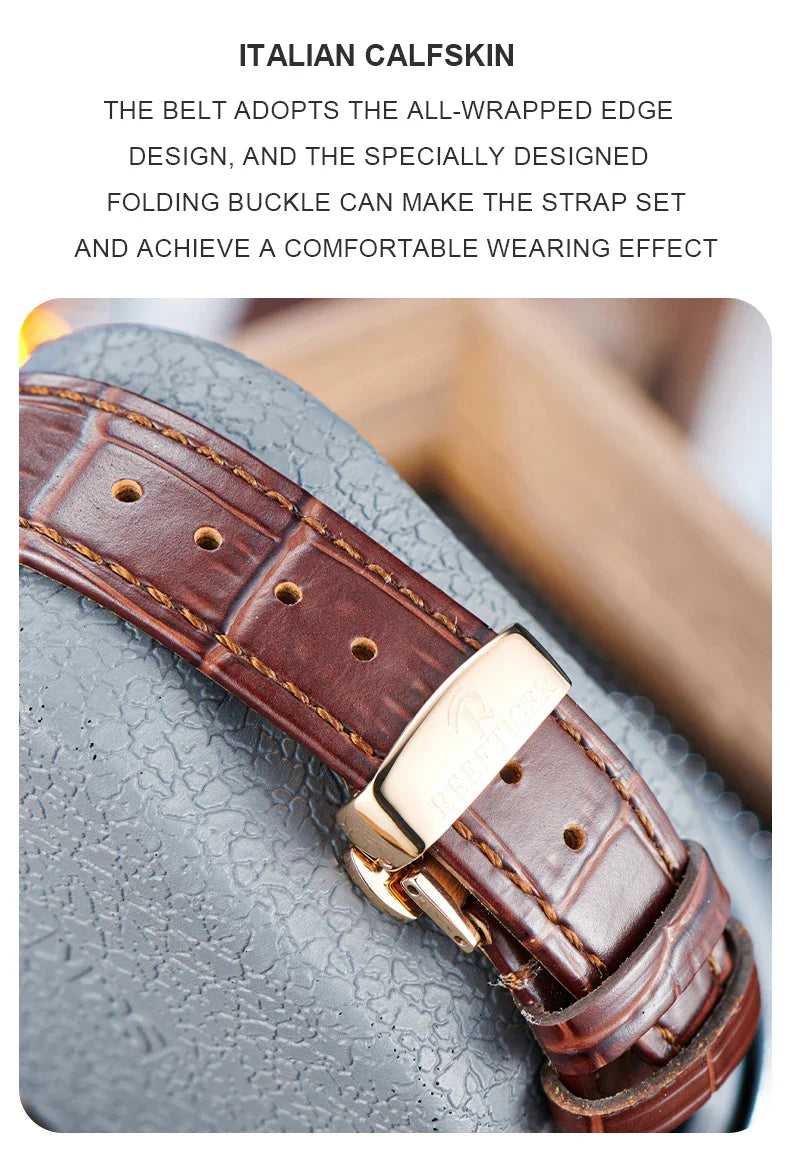 Automatic moonphase  watch by reef tiger diamonds bezel blue dial