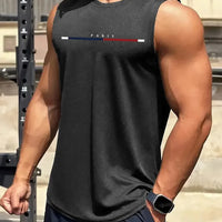Men summer sleeveless vest – breathable letter print tank top