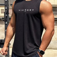 Men summer sleeveless vest – breathable letter print tank top
