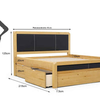 ALTO-VERSO Massivholzbett mit 4 x Bettschubladen