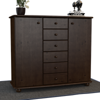 Anika Kommode Sideboard | Anrichte | 2-Türig | 6-Schubladen | 100% Bio Kiefer Massivholz