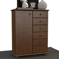 Anika Kommode Sideboard | Anrichte | 6-Schubladen | 1-Türig | 100% Bio Kiefer Massivholz