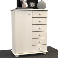 Anika Kommode Sideboard | Anrichte | 6-Schubladen | 1-Türig | 100% Bio Kiefer Massivholz