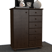 Anika Kommode Sideboard | Anrichte | 6-Schubladen | 1-Türig | 100% Bio Kiefer Massivholz
