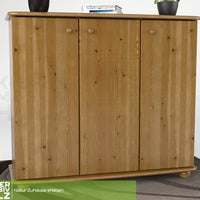 Anika Kommode Sideboard 93er | Anrichte | 3-Türig mit Regalfächer | 100% Bio Kiefer Massivholz